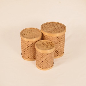 Handwoven <b>bamboo</b> boxes tiffin lunch box tea snack <b>container</b> kitchen organizer excellent quality - Product Image 6