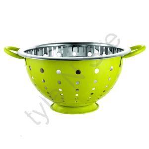 Colador de acero inoxidable para todos los días, la familia de herramienta de metal amarillo para frutas y verduras, comúnmente utilizado con diseño de agujero - Product Image 1