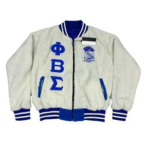 Phi Beta Sigma <b>Sherpa</b> Bomber Jacket for Men Stand Collar Winter Comfortable Fit Premium <b>Fabric</b> Greek Fraternity Apparel Casual - Product Image 1