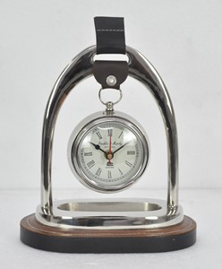 Souvenir Events Gift Items Decorative Silver Horse Stirrup Style Table <b>Clock</b> With Base Handmade Desk <b>Clock</b> Living Room Tabletop - Product Image 6