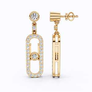 Pendientes Colgantes de Diamantes Cultivados en Laboratorio con Eslabones Ovalados, 0.65 CTW, Certificados por IGI, Oro Sólido de 14K, Baño de Rodio Blanco, Regalo de Lujo para Fiesta - Product Image 6