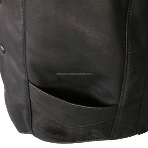 <b>Men's</b> Fashionable Snap Button Style Closure <b>Black</b> Breathable Leather <b>Vest</b> with OEM Service for Bulk Wholesale Order - Product Image 5