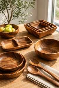 Assiette de présentation artisanale en bois d'acacia japonais et de manguier de qualité supérieure avec support décoratif en résine époxy émeraude au design classique, écologique - Product Image 4