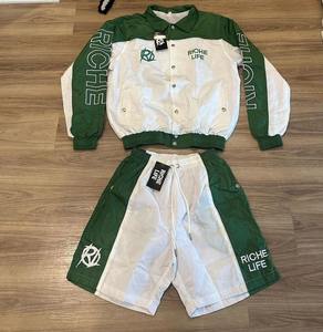 Conjunto de Chaqueta Corta y Pantalones Cortos Casuales de Invierno para Hombre, con Cierre Reflectante, de Secado Rápido, de Poliéster/Algodón, Personalizado - Product Image 1