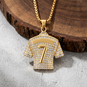 Collar con Colgante Personalizado de la Camiseta de Ronaldo Número 7, Estilo Hip Hop, con Incrustaciones de Diamantes de Imitación, Plata 925, Micro Pavé, Moissanita, para Deportes de Fútbol - Product Image 2