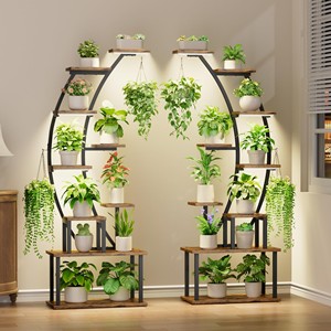 Antique Walnut Wooden <b>Rectangle</b> Plant Stand with Magazine Rack | Handcrafted Hardwood <b>Planter</b> Display - Product Image 3