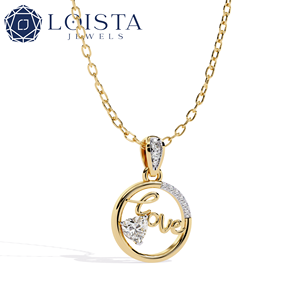 Collier pendentif LOVE en or blanc pour femme LOISTA avec diamant taillé en triangle et placage rhodium, bijoux de style romantique - Product Image 4