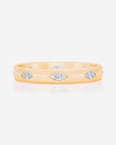 Bagues de mariage pleine éternité 3 mm en or massif 14k 18k avec diamants de laboratoire taille marquise sertis clos, empilables pour usage quotidien, vente en gros - Product Image 1