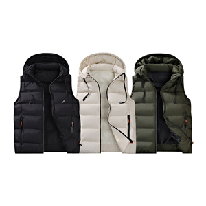 Mens Polyester Puffer Vest Men <b>Quilted</b> Winter Down Sleeveless Jackets <b>Gilet</b> With Zipper Pockets for Outdoor Mens Waistcoat - Product Image 1