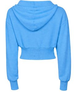 Manufacturer Womens Sky Blue Cropped <b>Zip</b> <b>Up</b> <b>Hoodie</b> Slim Fit Long Sleeve Casual Streetwear Fleece Sweatshirt Custom Logo ODM - Product Image 2
