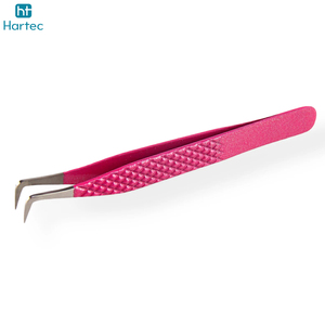 Wholesale Custom Logo Pink Textured Lash Tweezers Set High Precision Stainless Steel 90 Degree Volume & Isolation Tweezers - Product Image 5