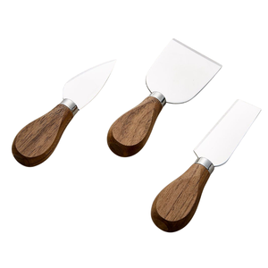 Ensemble de couteaux à fromage en acier inoxydable avec manche en bois naturel, mini trancheur à fromage, épandeur et fourchette, ustensiles parfaits pour la charcuterie - Product Image 2