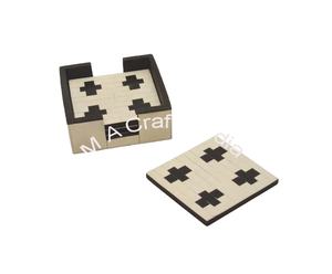 High Quality Black Ivory Resin <b>Coaster</b> Set Square Pattern Doctor Sign Design Kitchen Table Mat Made of <b>Slate</b> Macrame 4 Pieces - Product Image 1