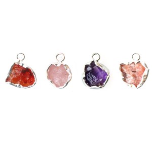 Raw Crystal & Gemstone Pendant Charm | Gold Plated Amazonite Stone | Trendy Women's DIY Jewelry Supplies - Product Image 3