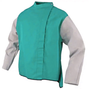 เสื้อแจ็คเก็ตเชื่อมงานหนัก คุณภาพพรีเมียม ผ้าฝ้ายเจาะรูสะท้อนแสง หนังวัวแท้ ป้องกันความร้อนและประกายไฟ - Product Image 3