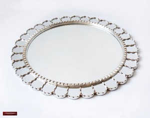<b>Silver</b> Petal Sunburst <b>Mirror</b> Peruvian Scalloped Round Handmade Metal Frame Wall <b>Mirror</b> by REHMAN CRAFT - Product Image 1