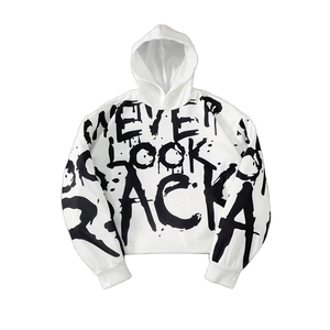 Men's <b>White</b> Regular Fit <b>Quarter</b> <b>Zip</b> Stand Collar Anti-Shrink Hoodie Dripping Letter Print Streetwear Acrylic Blend Knitted - Product Image 1