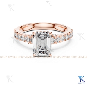 แหวนเพชรเม็ดเดี่ยวทรงหรูหราจาก KRUP JEWELS ได้รับการรับรองจาก IGI เพชรเพาะเลี้ยงในห้องปฏิบัติการ ประดับเพชรแบบเต็มเม็ด สำหรับงานหมั้นและวันครบรอบ ทองคำแท้ 14K ดีไซน์รัศมีล้อมเพชรแบบซ่อน พร้อมลายมิลเกรน - Product Image 4