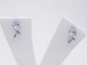 Boucles d'oreilles en argent sterling avec pierre précieuse ovale en aquamarine et zircon, bijoux naturels faits à la main, cadeau élégant pour femmes - Product Image 4