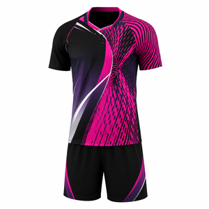 ชุดวอลเลย์บอลคอวีผู้ชายแบบสั่งทำพิเศษ พิมพ์ลายแบบ Sublimation ระบายเหงื่อ แห้งเร็ว ผ้าโพลีเอสเตอร์ 100% แขนสั้น ทรงแอธเลติก ไซส์ G - Product Image 1