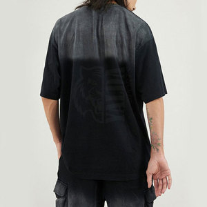 T-shirt personnalisé avec logo imprimé, effet délavé, pour homme, manches courtes, 100 % coton, coupe ample, couleur unie, séchage rapide, respirant - Product Image 4