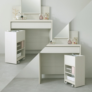 Modern Brown Lockable <b>Storage</b> <b>Cabinet</b> with 4 Drawers Wheels Mirror Minimalist Design Wood Living Room & Home Office Furniture - Product Image 4