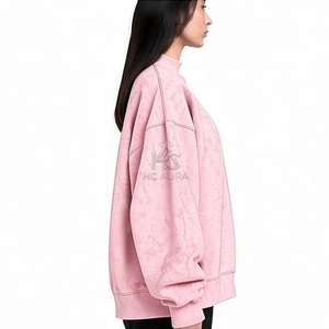 Sudadera Oversize de Felpa/Algodón con Lavado Ácido, Cuello Alto Simulado, Hombros Caídos, Color Negro, Premium, Estilo Urbano de Invierno, Más Vendida - Product Image 6