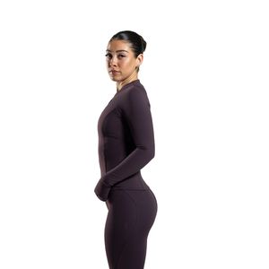 Women's Dark Purple Full Zip Training <b>Jacket</b> with Thumb Holes Long Sleeve Stretch <b>Workout</b> Running Gym Fitness Activewear <b>Jacket</b> - Product Image 3
