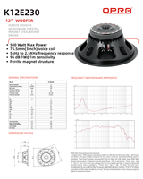 Haut-parleur de graves OPRA haute puissance de 12 pouces 500W avec aimant en ferrite, audio haute résolution, impédance de 8 ohms pour système sonore professionnel PA DJ