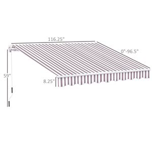 Tenda da Sole Retrattile Manuale 3x2,4m Marrone con Apertura a Manovella Facile per Patio, Terrazza e Giardino, Protezione UV - Product Image 3
