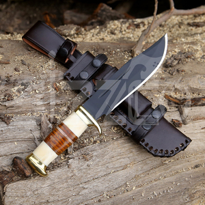 Couteau de chasse Bowie en acier D2, fabriqué sur mesure, avec revêtement en poudre, couteau de camping et d'extérieur EDC de type Stiletto Commando avec étui en cuir - Product Image 4
