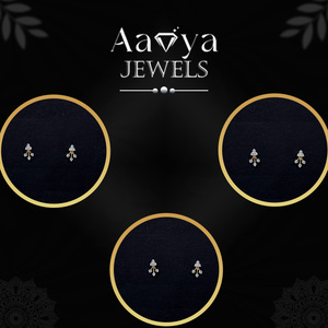Pendientes de Oro Sólido de 9K con 12 Diamantes Cultivados en Laboratorio con Claridad VVS-VS, Corte Brillante de Lujo, Certificados por HRD, Especiales para Novias, Estilo Indio - Product Image 2