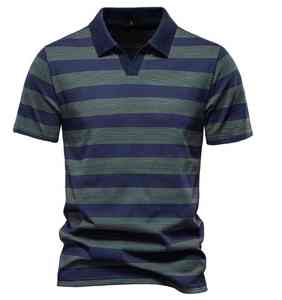 Camisa Polo Personalizada para Hombre, 100% Algodón Piqué, Corte Ajustado Informal, Cuello a Rayas, Manga Corta, Ropa de Moda de Temporada - Product Image 5