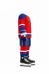 Maillot de hockey sur glace personnalisé pour homme, col en V, manches longues, évacuation de l'humidité, 100 % polyester, impression par sublimation, vêtements de sport d'hiver - Product Image 2