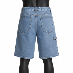 Shorts en jean pour hommes sur mesure, coupe ample, bleu délavé, fabricant OEM ODM, vente en gros - Product Image 2