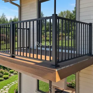 Barandilla de Balcón Moderna de Metal Negro con Barras Verticales, Valla de Seguridad Resistente para Exteriores, para Terraza, Porche y Patio Residencial - Product Image 1