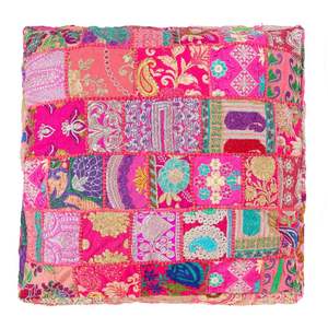 Cojín de suelo bohemio con diseño de patchwork, cuadrado, hecho a mano, bordado, de algodón, poliéster y lino, decoración para el hogar, estilo indio - Product Image 6