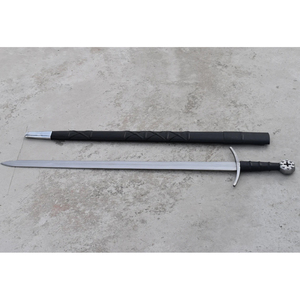 Épée décorative de chevalier templier médiéval avec fourreau en cuir - Product Image 2