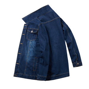 Veste en jean classique pour homme, couleur unie, col rabattu, coupe classique, coton lavé, décontractée, respirante, logo sur le devant, printemps - Product Image 2