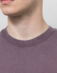 T-shirt d'été à col rond pour homme 100% coton tricoté 260g respirant avec logo frontal uni 2026 Vente en gros - Product Image 4
