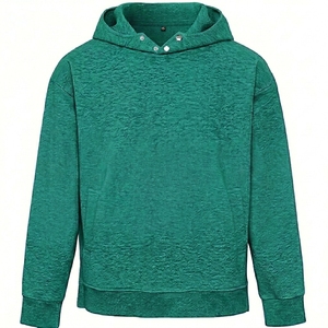 Sweat à capuche d'hiver épais et solide 100% Coton, coupe oversize, manches classiques, en molleton doux tricoté, teint uni, personnalisable - Product Image 2