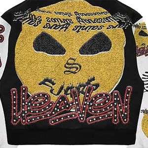 OEM Custom Logo Embroidery Retro Letterman Woolen Bomber Jacket Men's Baseball Varsity Jacket Leather Sleeves Button <b>Winter</b> Wear - Product Image 5