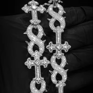 Cadena Cubana de Lujo con Eslabones Cruzados de Moissanita, Joyería Hip Hop con Puntas, Collar de Plata 925 Bañado en Rodio, Regalo para Hombres y Mujeres - Product Image 5