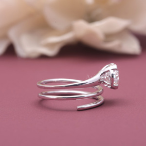 IGI Certified Lab Grown Oval Diamond Spiral <b>Wrap</b> Ring 18K White / Rose And Yellow Gold Modern Solitaire Engagement Ring - Product Image 6