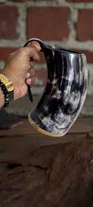 Handmade Polished Horn <b>Mug</b> With Long Handle Vintage Drinking Cup For Beer Wine Outdoor Use - Product Image 2