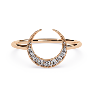 Women's Round Diamond Crescent Design <b>Moon</b> shaped Diamond <b>ring</b> in 100% Natural Diamond in 18K Solid gold with Certificate Free - Product Image 1