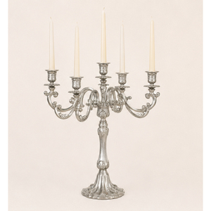 5 Arm Silver Metal Candelabra <b>Tall</b> Candlestick Holder For Wedding <b>Table</b> Centerpiece Elegant Baroque Style Wholesale Hotel Event - Product Image 1