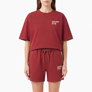 Ensemble de t-shirt et short pour femmes, de haute qualité, 100% coton, personnalisé, logo imprimé, ensemble 2 pièces surdimensionné - Product Image 1
