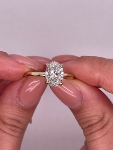 East West 1.51CT Oval Cut Diamond Solitaire Ring <b>For</b> Women's Lab Grown 9K Solid Gold Fine Jewelry Engagement Proposal <b>Gift</b> <b>Her</b> - Product Image 1