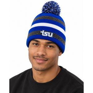 Gorro de Punto Personalizado con Pompón Bordado, Gorra Deportiva con Puño, Logotipo Personalizado, Gorro a Rayas al por Mayor - Product Image 3